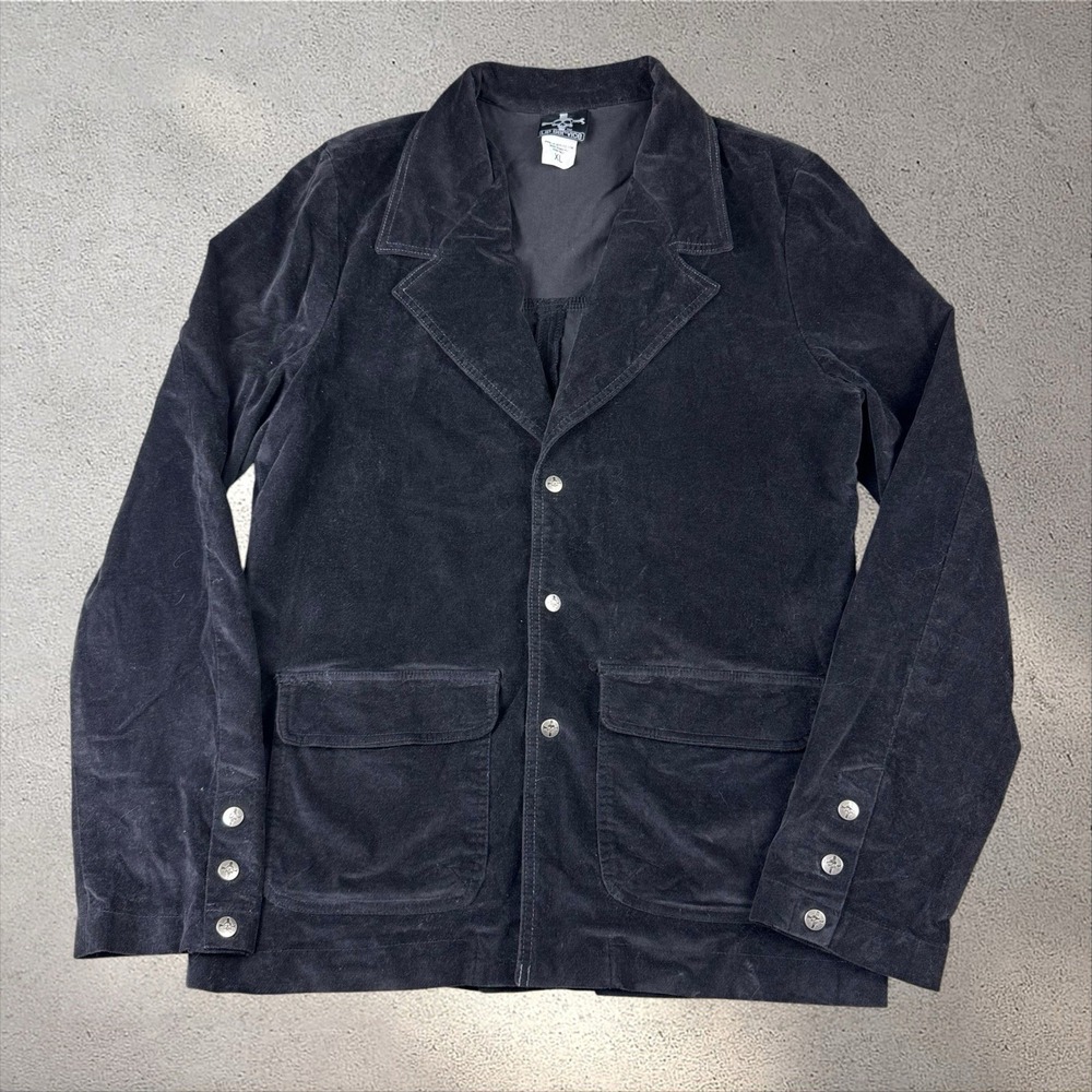 Y2K Vintage Lip Service Black Velvet Blazer Jacket Victorian Goth Vamp Sz XL